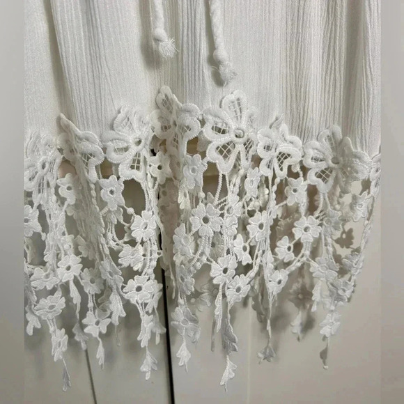 Cream gauzy camisole top, Small, spaghetti straps, lace hem, Festival, Party - Picture 8 of 9